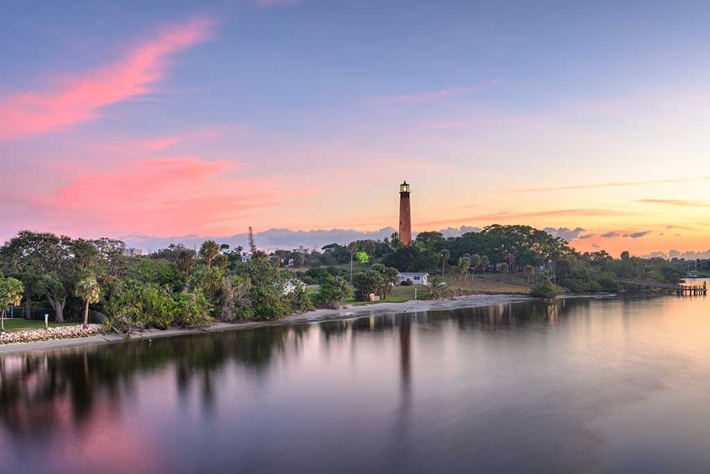 Jupiter Florida Lighthouse At Dusk